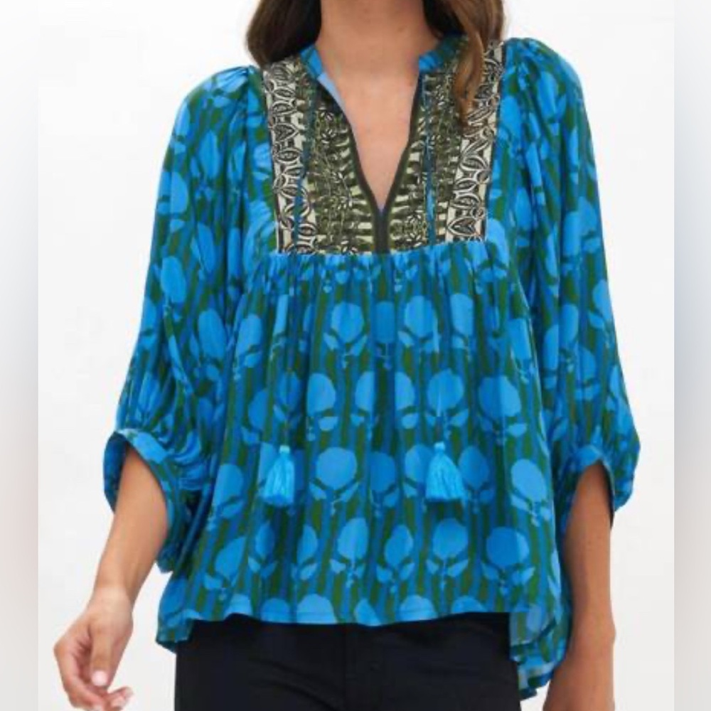 Oliphant Silk & Cotton Printed Tunic Top – Size S